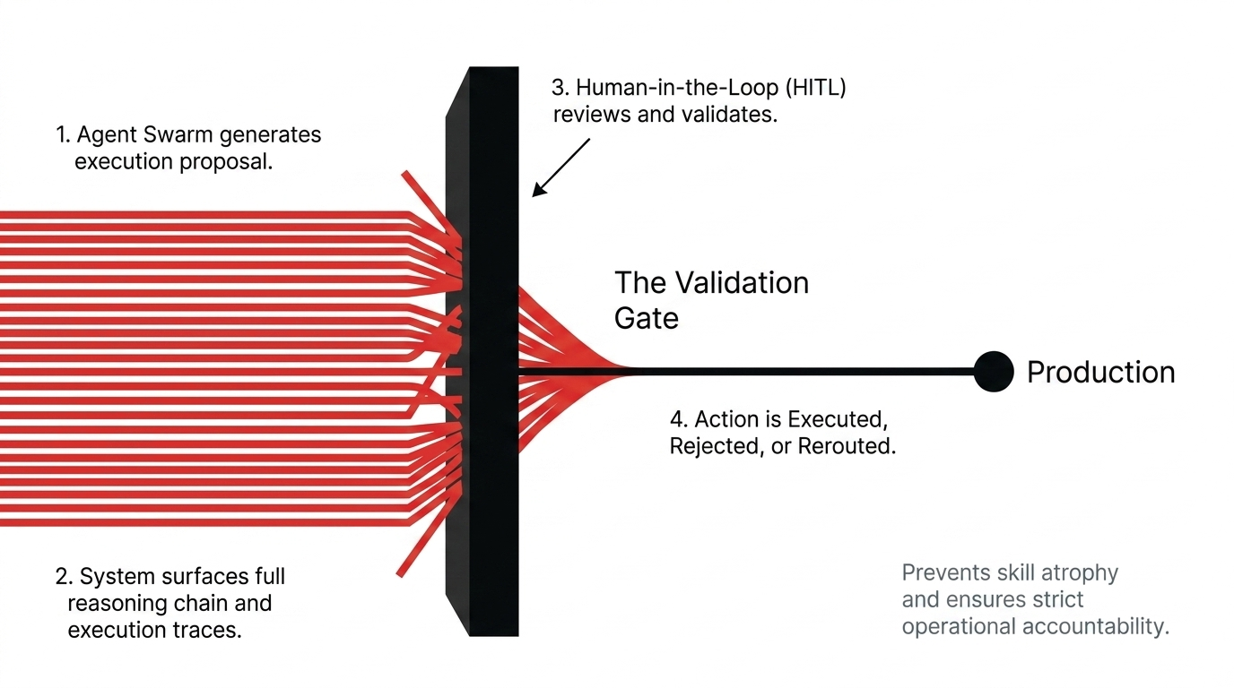 Human-in-the-loop validation gate before production