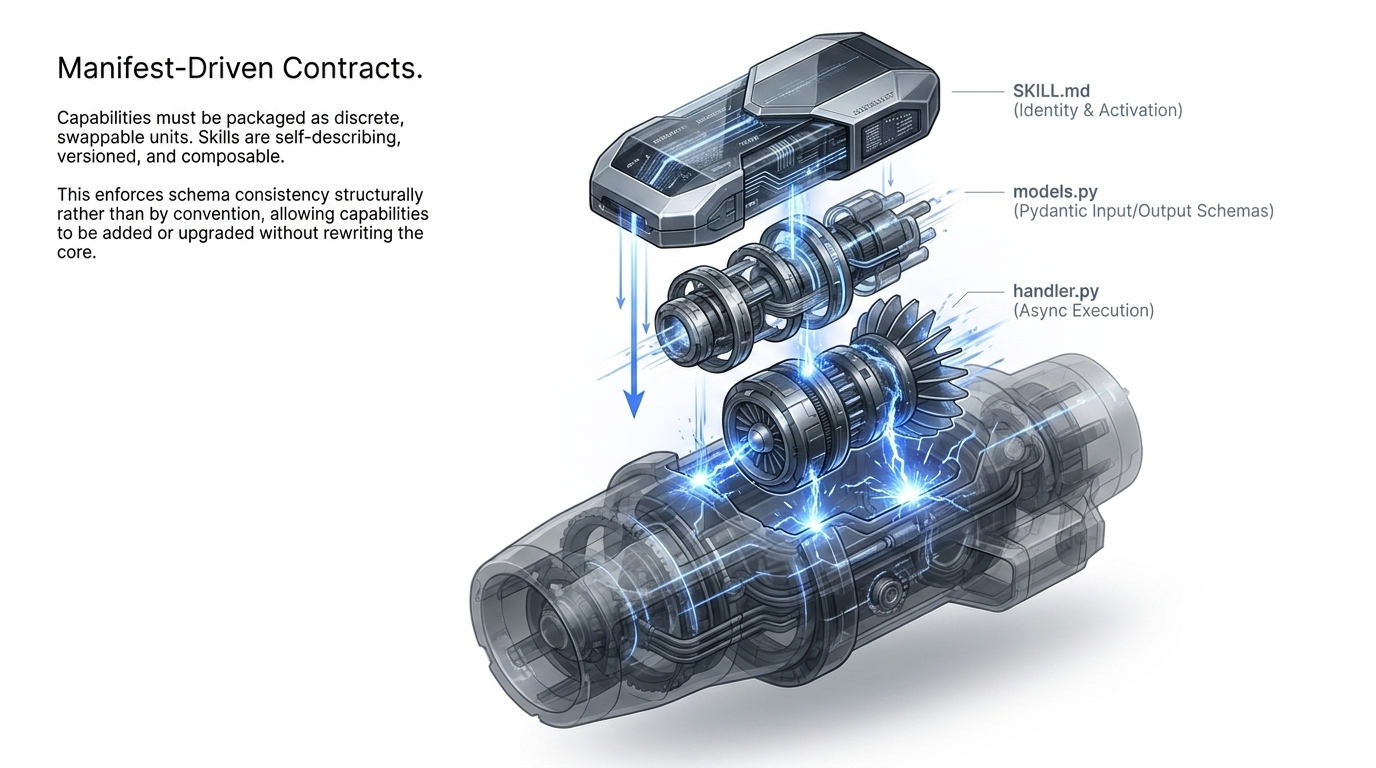 Manifest-driven capability contract