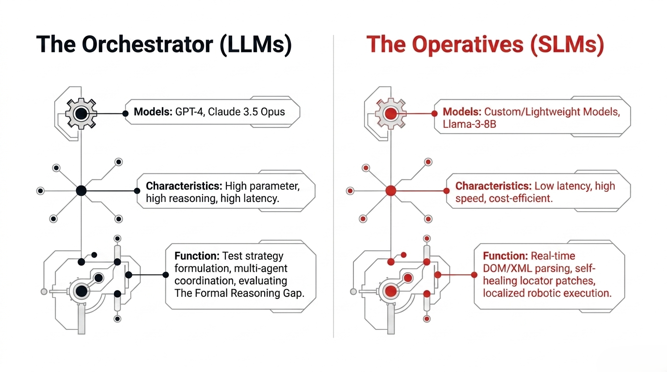 LLM orchestrator compared with lightweight SLM operatives