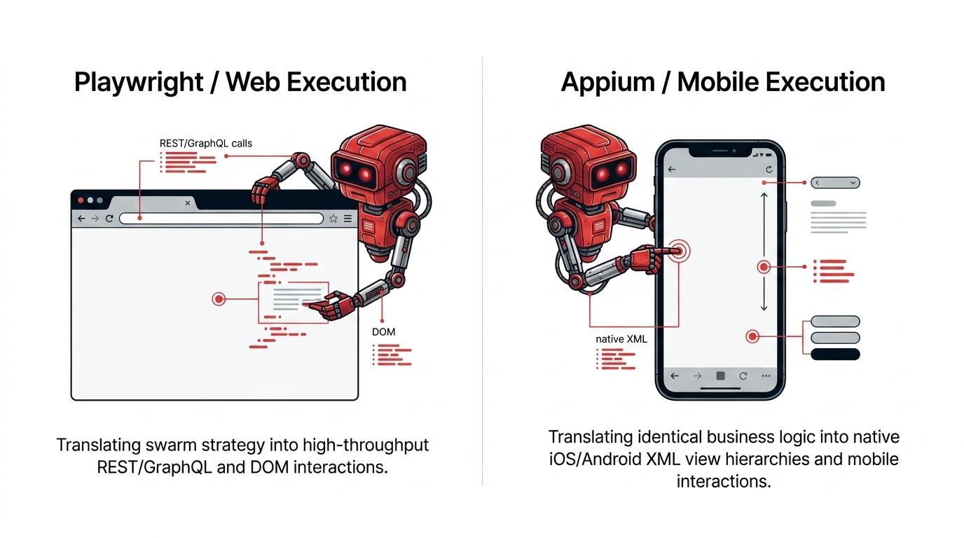 Playwright web execution and Appium mobile execution