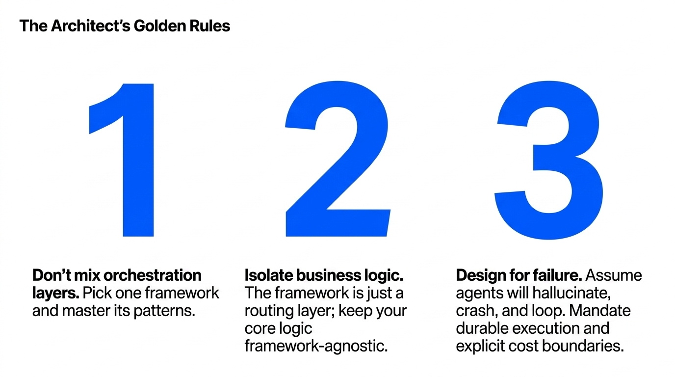Three golden rules for production AI agent architecture